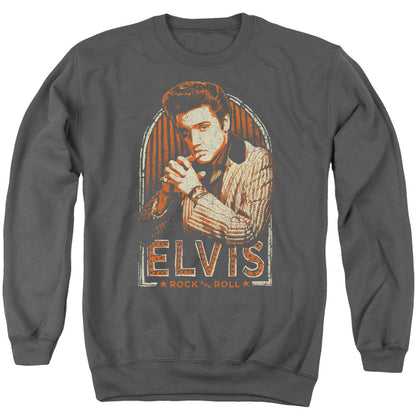 Elvis Presley Stripes Mens Crewneck Sweatshirt Charcoal