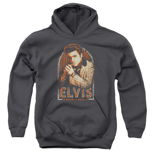Elvis Presley Stripes Kids Youth Hoodie Charcoal Officially Licensed