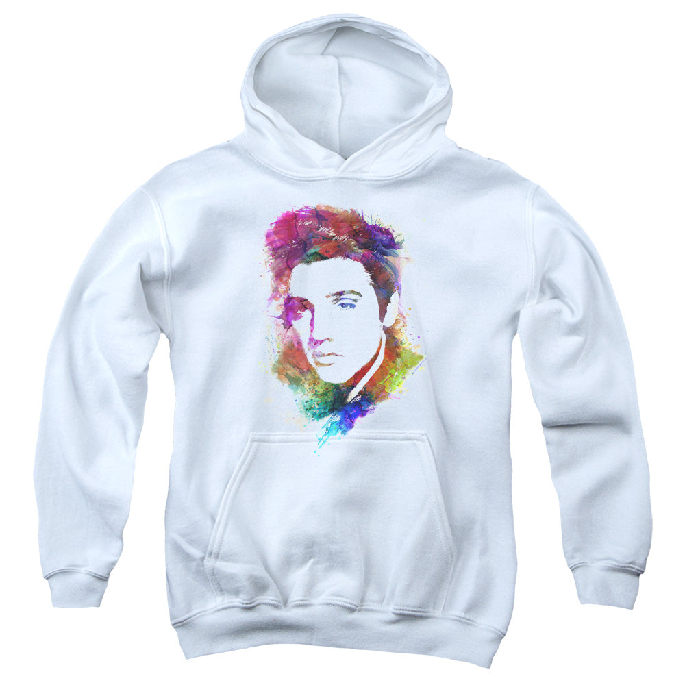 Elvis Presley Watercolor King Kids Youth Hoodie White Officially Licensed