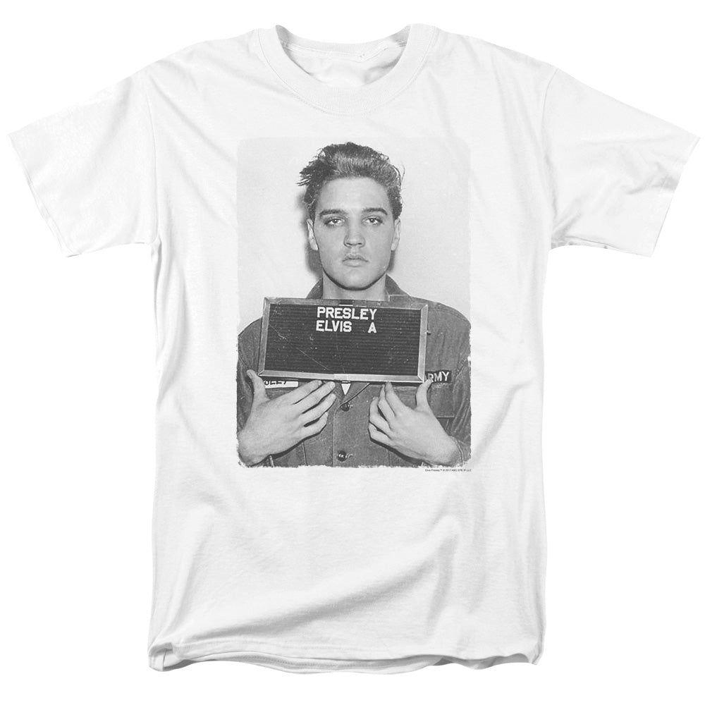 Elvis Presley Army Mug Shot Mens T Shirt White Officially Licensed