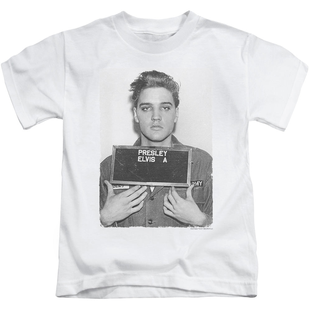 Elvis Presley Army Mug Shot Juvenile Kids Youth T Shirt White Officially Licensed