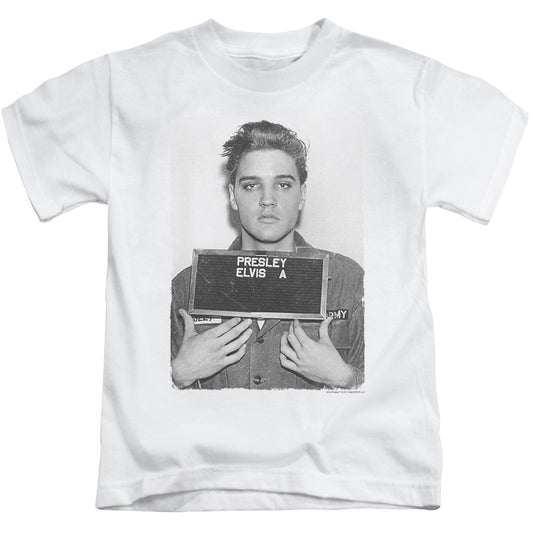 Elvis Presley Army Mug Shot Juvenile Kids Youth T Shirt White Officially Licensed