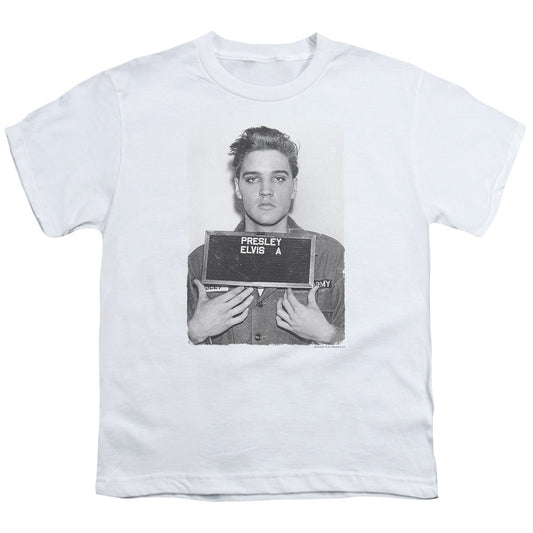 Elvis Presley Army Mug Shot Kids Youth T Shirt White Officially Licensed
