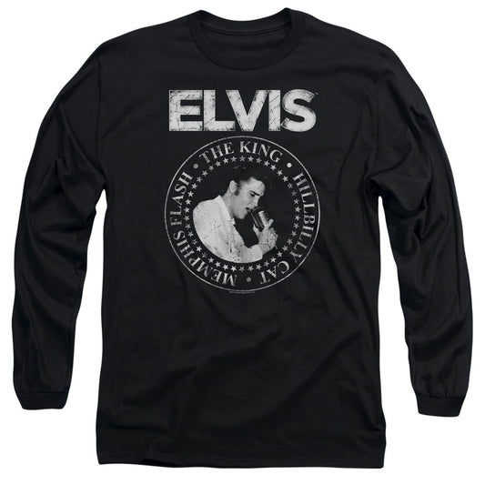 Elvis Presley Rock King Mens Long Sleeve Shirt Black Officially Licensed Officially Licensed