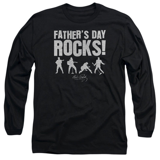 Elvis Presley Fathers Day Rocks Mens Long Sleeve Shirt Black Officially Licensed Officially Licensed