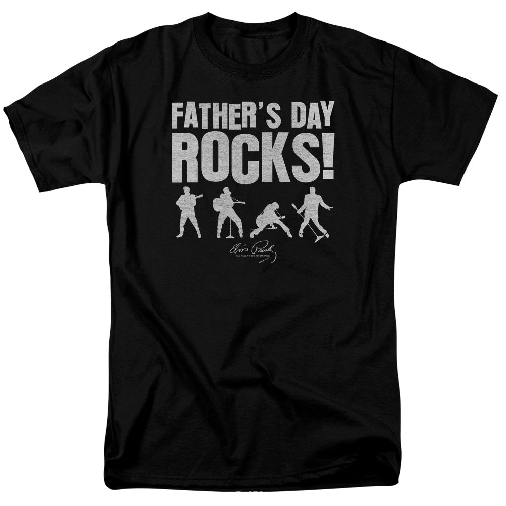Elvis Presley Fathers Day Rocks Mens T Shirt Black Officially Licensed