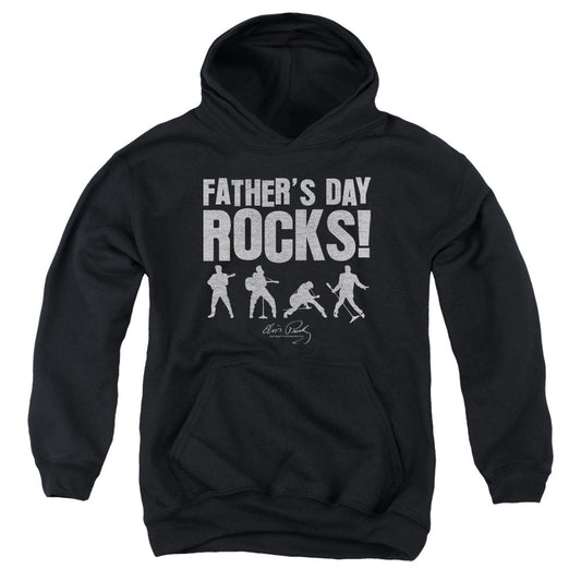 Elvis Presley Fathers Day Rocks Kids Youth Hoodie Black Officially Licensed
