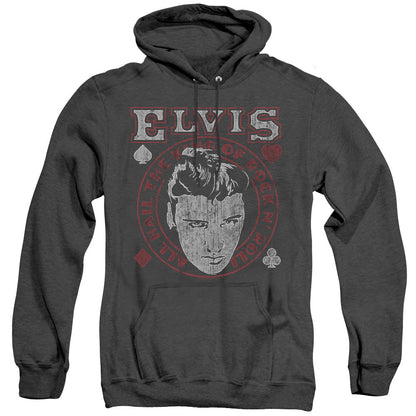 Elvis Presley Hail The King Heather Mens Hoodie Black Officially Licensed