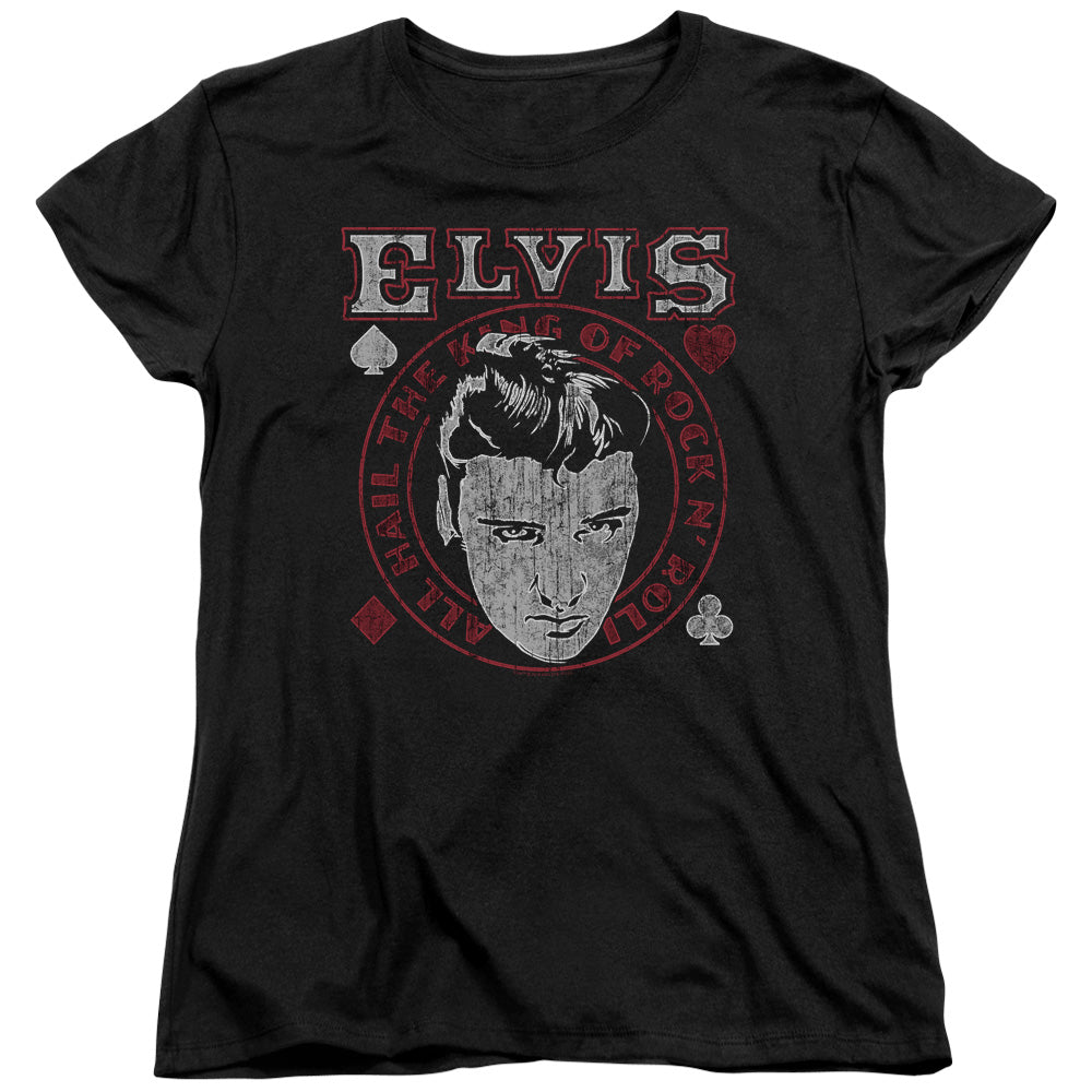 Elvis Presley Hail the King Womens T Shirt Black Officially Licensed
