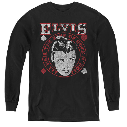 Elvis Presley Hail the King Long Sleeve Kids Youth T Shirt Black Officially Licensed