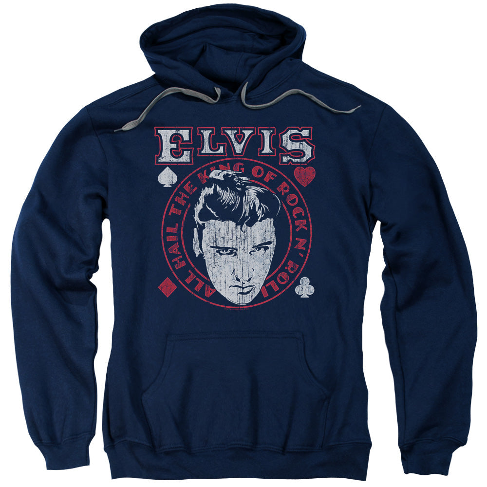 Elvis Presley Hail The King Mens Hoodie Navy Officially Licensed