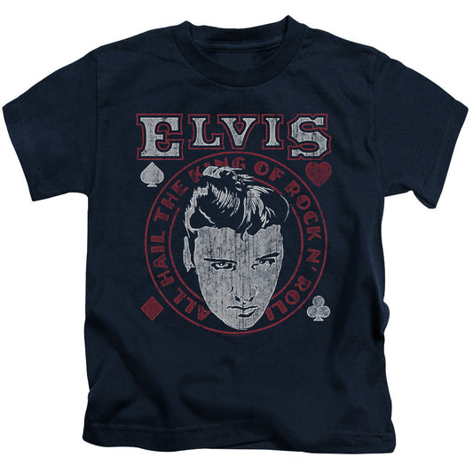 Elvis Presley Hail the King Juvenile Kids Youth T Shirt Navy Blue Officially Licensed
