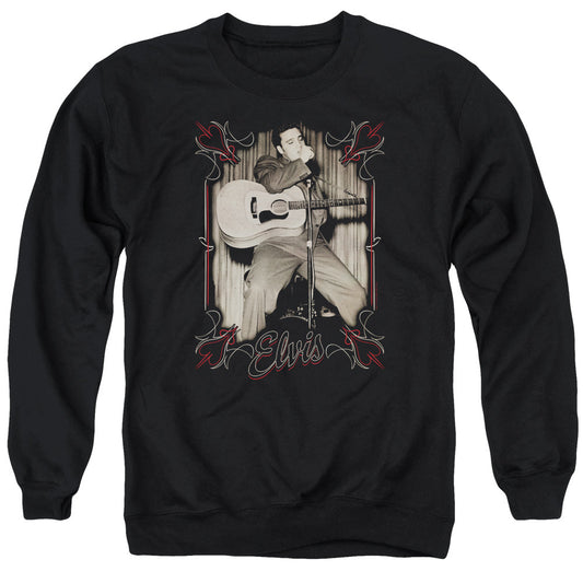 Elvis Presley Elvis Pinstripes Mens Crewneck Sweatshirt Black