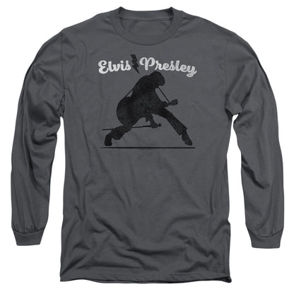 Elvis Presley Overprint Mens Long Sleeve Shirt Charcoal Officially Licensed Officially Licensed