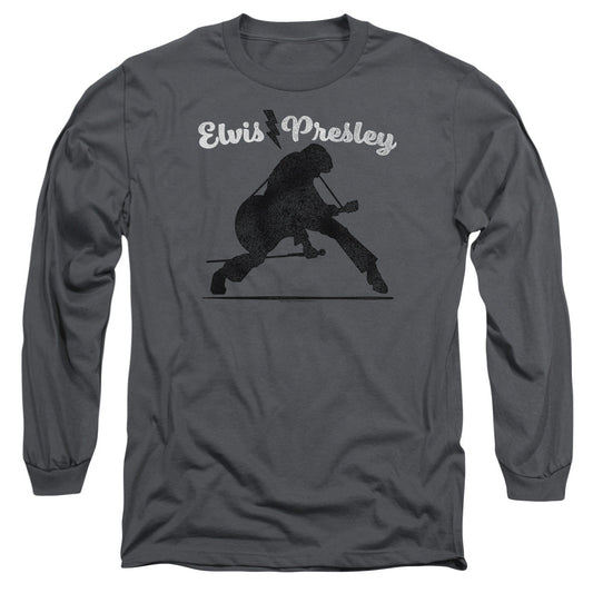 Elvis Presley Overprint Mens Long Sleeve Shirt Charcoal Officially Licensed Officially Licensed