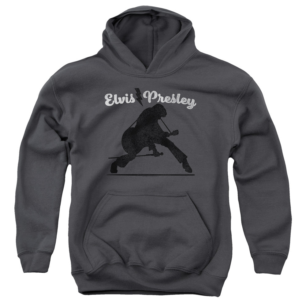 Elvis Presley Overprint Kids Youth Hoodie Charcoal Officially Licensed