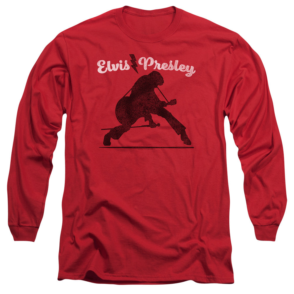 Elvis Presley Overprint Mens Long Sleeve Shirt Red Officially Licensed Officially Licensed