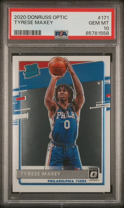Graded 2020 Panini Donruss Optic Tyrese Maxey #171 Rookie RC Basketball Card PSA 10 Gem Mint