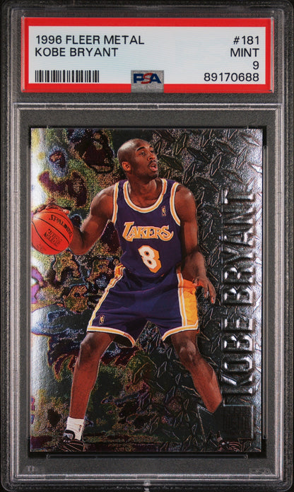 Graded 1996 Fleer Metal Kobe Bryant #181 Rookie RC Basketball Card PSA 9 Mint