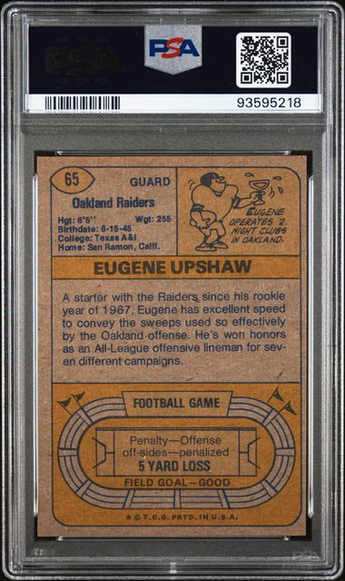 Graded 1974 Topps Eugene Gene Upshaw #65 Football Card PSA 7 NM