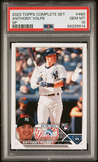 Graded 2023 Topps Complete Set Anthony Volpe #460 SP Rookie RC Baseball Card PSA 10 Gem Mint