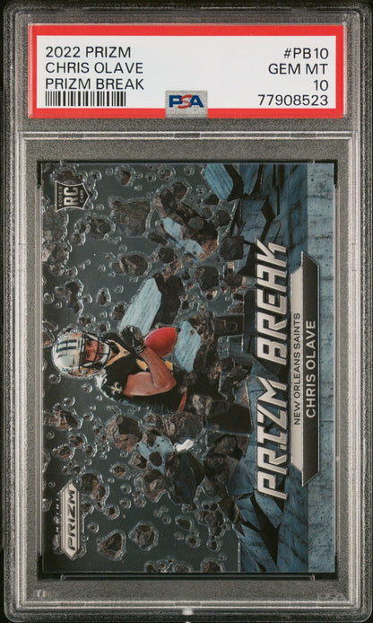 Graded 2022 Panini Prizm Chris Olave #PB10 Prizm Break Rookie RC Football Card PSA 10 Gem Mint