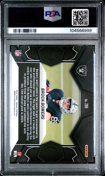 Graded 2024 Panini Mosaic Brock Bowers #286 Rookie RC Football Card PSA 9 Mint