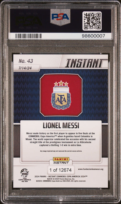 Graded 2024 Panini Instant Lionel Messi #43 Copa America Soccer Card PSA 9 Mint