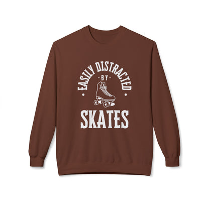 Easily Distracted by Skates Unisex Fleece Crewneck Sweatshirt