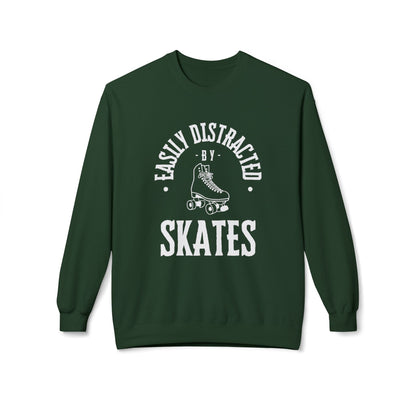 Easily Distracted by Skates Unisex Fleece Crewneck Sweatshirt
