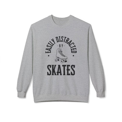 Easily Distracted by Skates Unisex Fleece Crewneck Sweatshirt