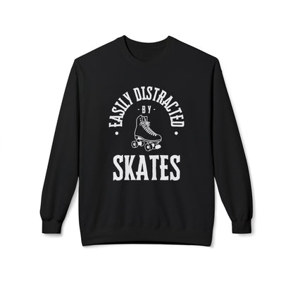 Easily Distracted by Skates Unisex Fleece Crewneck Sweatshirt