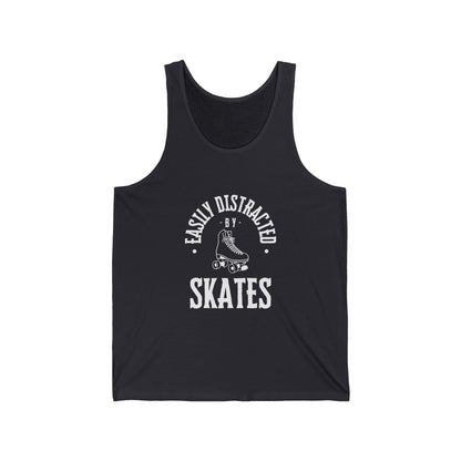 Easily Distracted by Skates Unisex Tank