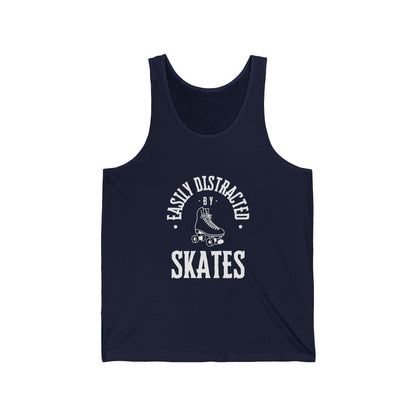 Easily Distracted by Skates Unisex Tank