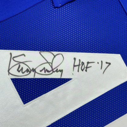 Framed Autographed/Signed Kenny Easley 35x39 HOF 17 Seattle Blue Football Jersey JSA COA