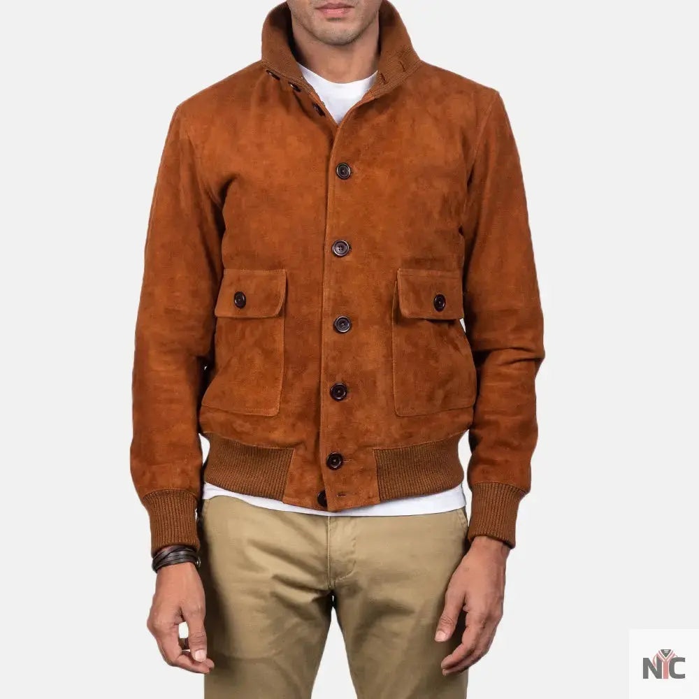 Eaton Brown Suede Bomber Jacket