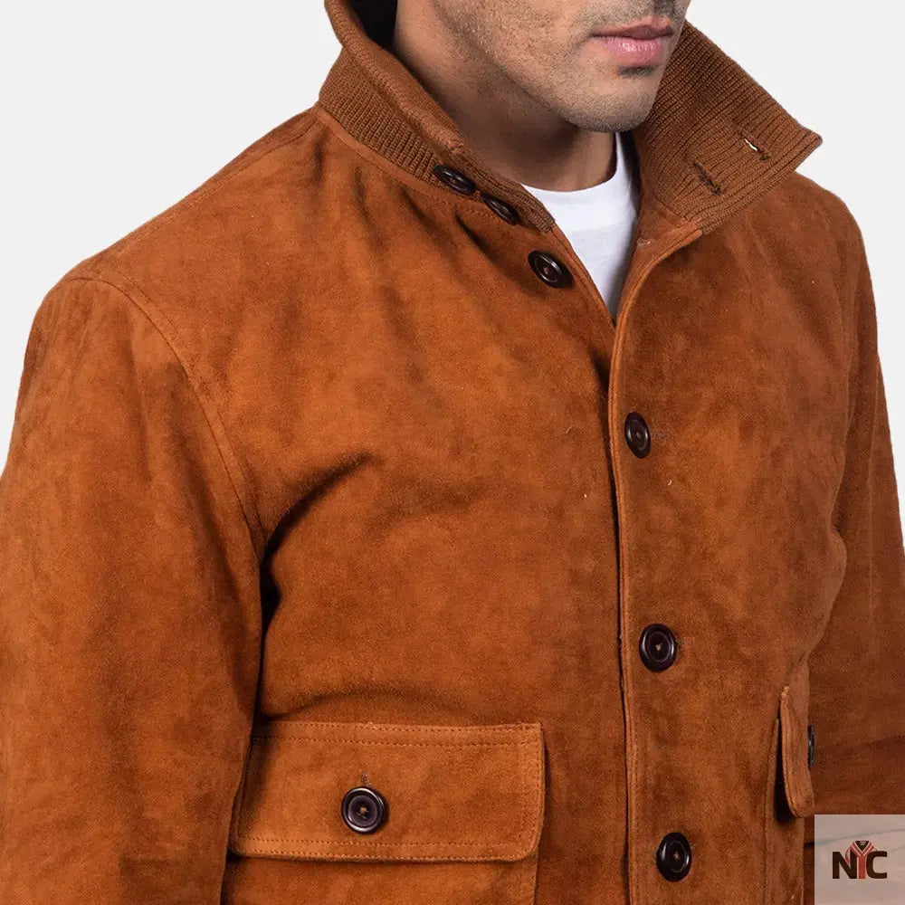 Eaton Brown Suede Bomber Jacket