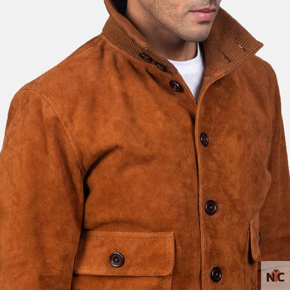 Eaton Brown Suede Bomber Jacket