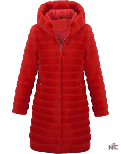 Elsbeth 2024 Carrie Preston Red Puffer Fur Coat