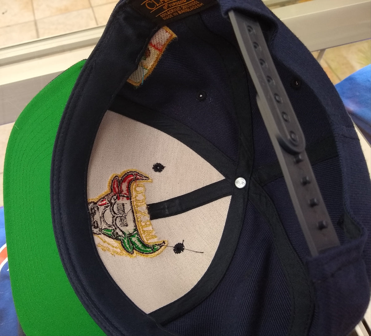Embroidered SnapBack Mexican Bull logo Navy Hat