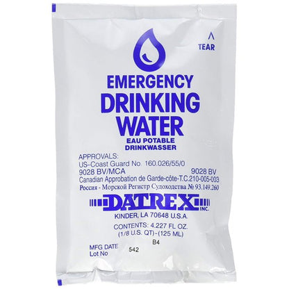 Datrex Emergency Drinking Water Pouches (4.2oz) - USCG Approved, Case of 64