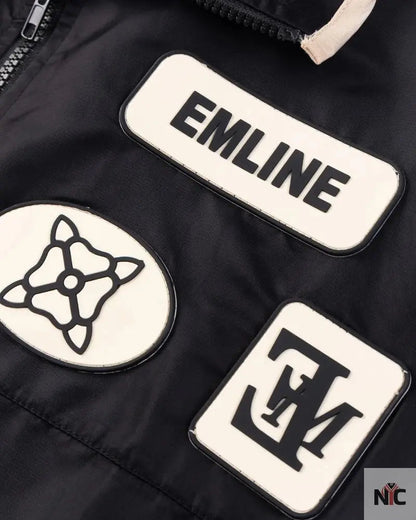Emline Satin Windbreaker Top Black & Cream