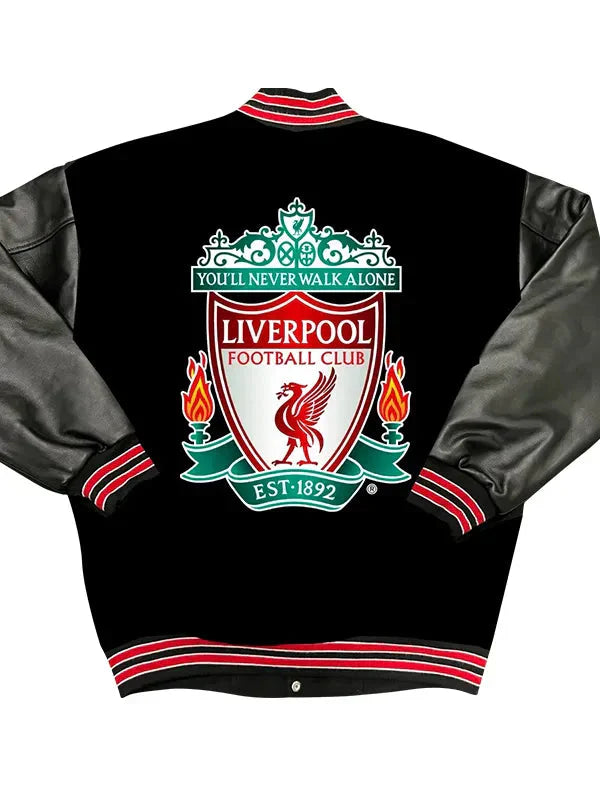 Premier League Team Liverpool FC Black Wool Jacket