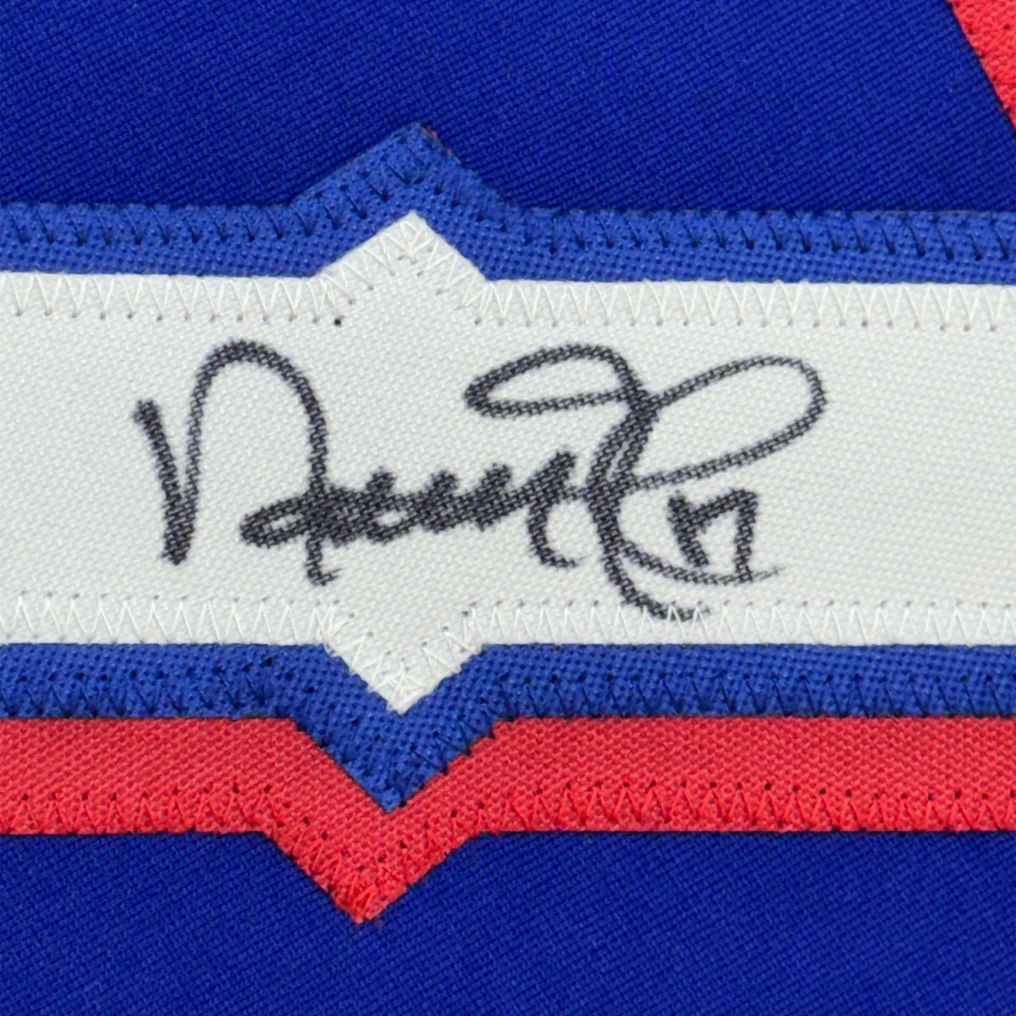 Framed Autographed/Signed Nathan Eovaldi 35x39 Texas Blue Baseball Jersey Beckett BAS COA