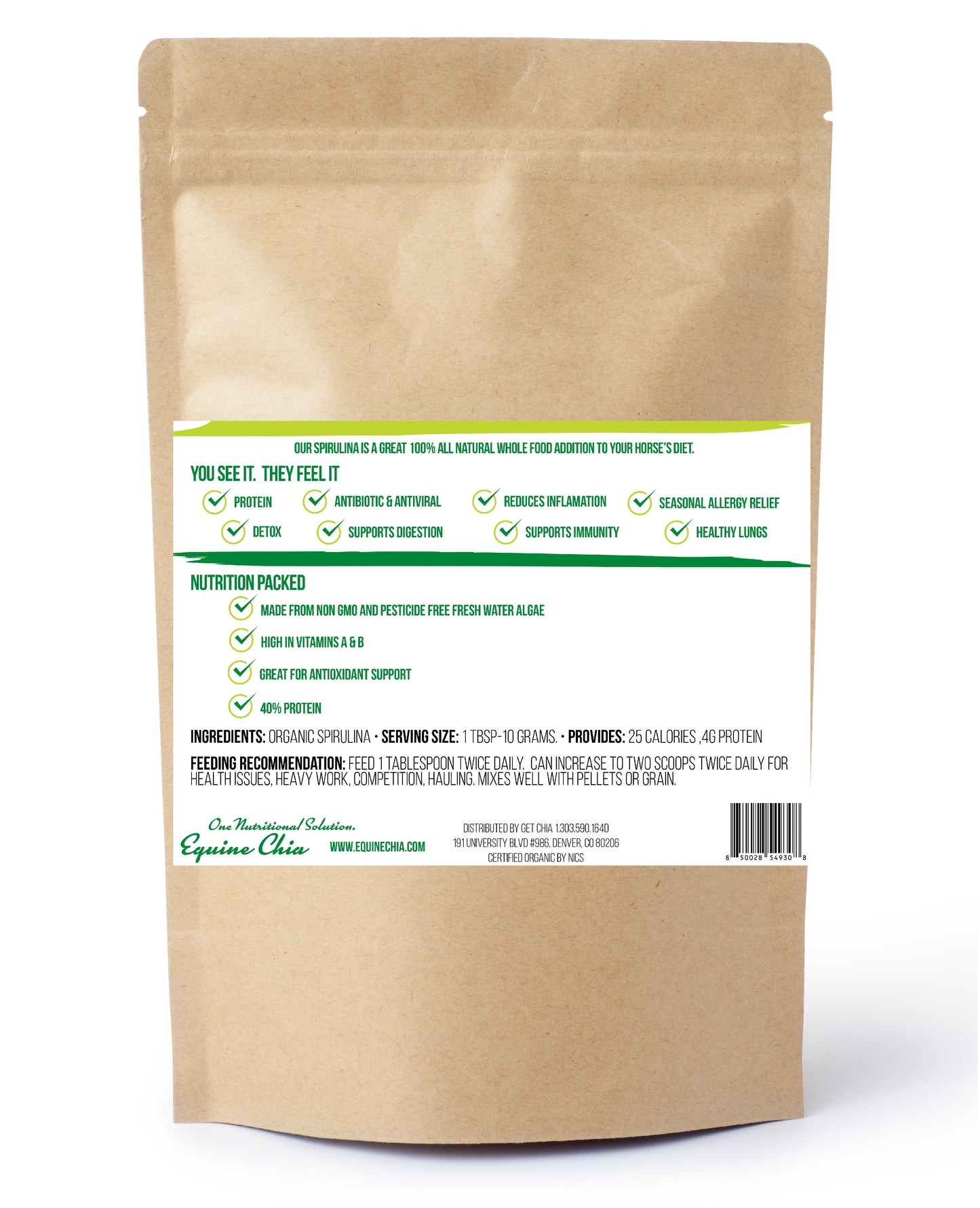 Equine Spirulina-Organic, Non GMO & Pesticide Free