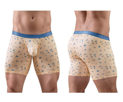 ErgoWear EW1775 SLK SE Boxer Briefs Color Peach-Birds