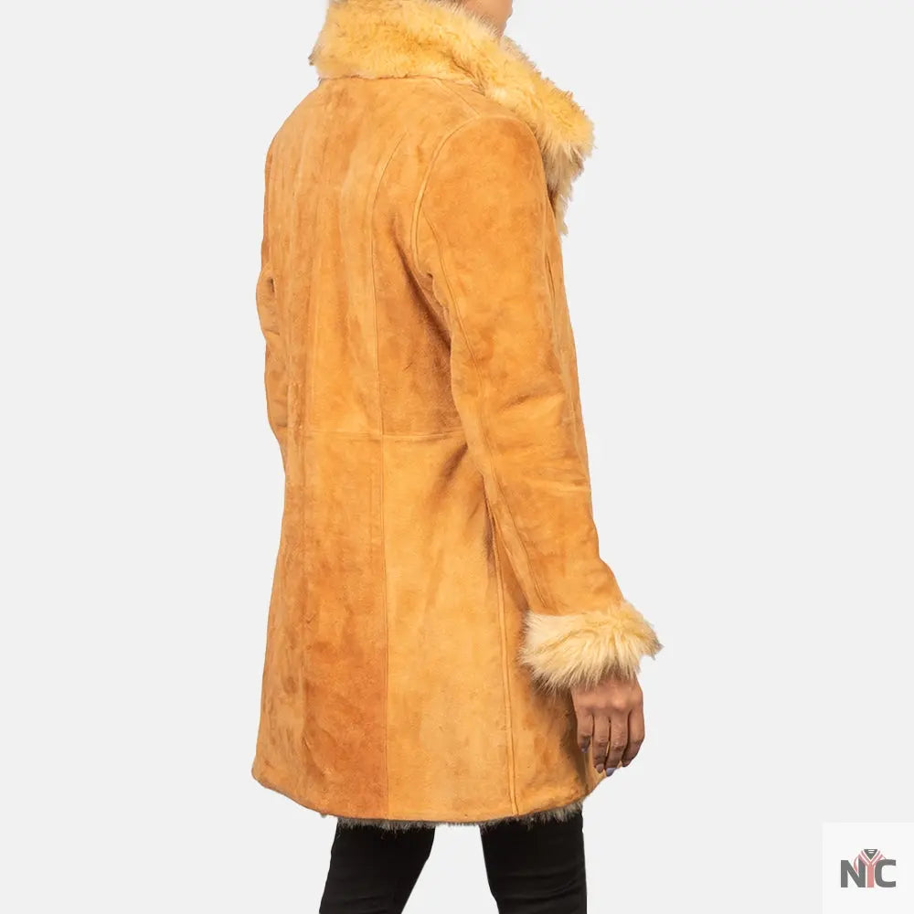 Erica Shearling Beige Leather Coat