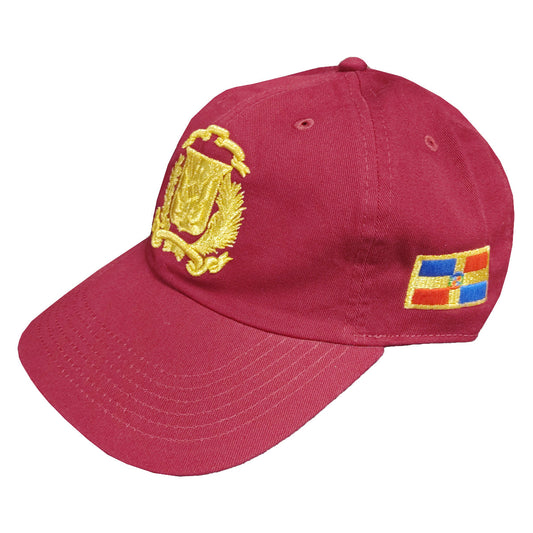 Escudo Republica Dominicana - Dominican Maroon / Metallic Gold Shield  Dad Hat