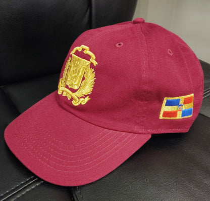 Escudo Republica Dominicana - Dominican Maroon / Metallic Gold Shield  Dad Hat