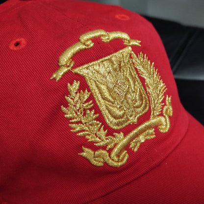 Escudo Republica Dominicana - Dominican Red / Metallic Gold Shield Dad Hat